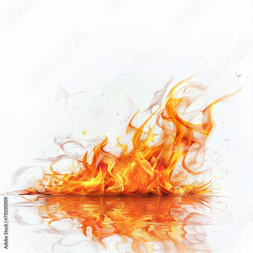 Watercolor semi-realistic fire flames on a white background. Perfect for adding fiery effects to digital artwork, posters, and dramatic designs.
