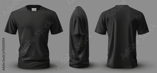 Black t-shirt mockup front and back showing different angles of shirt can be used for multipurpose