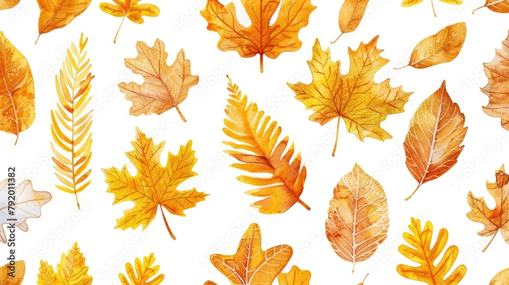 Colorful Leaves on White Background