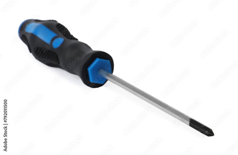 One screwdriver with color handle isolated on white One screwdriver with color handle isolated on white