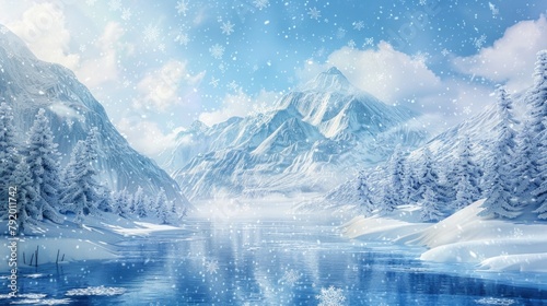 Winter Wonderland Lake Scene