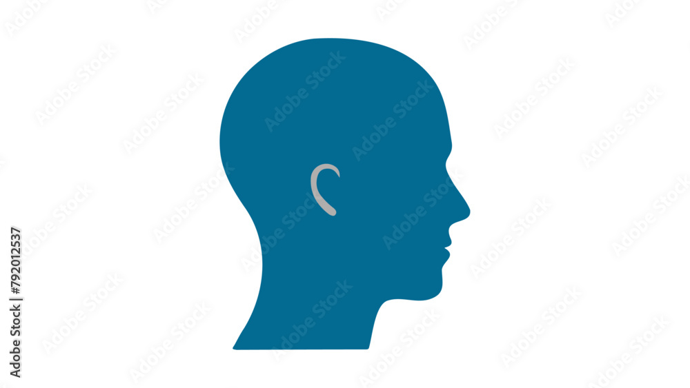 blue silhouette of a person head