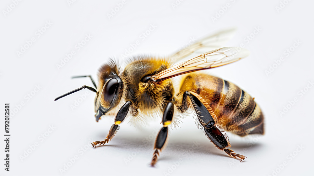 Close-up view of honey bees against isolated white background Close-up view of honey bees against isolated white background