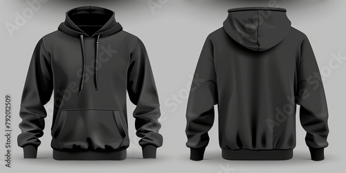 Black hoodie mockup front and back showing different angles of hoodie can be used for multipurpose