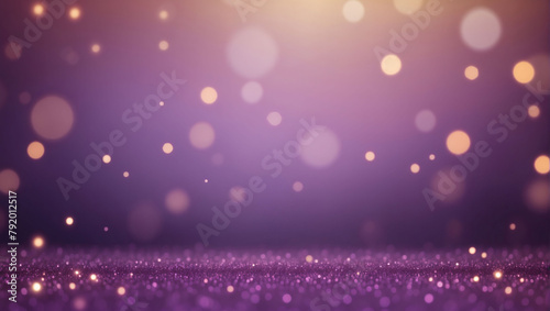 Abstract blur bokeh banner background. Copper bokeh on defocused amethyst purple background.