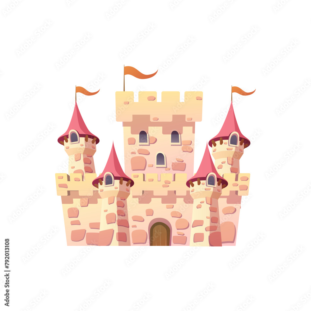 Fairytale castle cartoon vector illustration