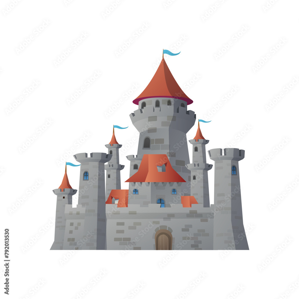 Whimsical gray castle vector illustration