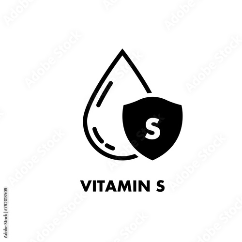 Vitamin S icon. Badge, symbol. Vitamin S line icon simple water drop.