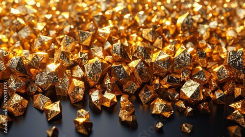 A pile of golden nuggets on a black background.