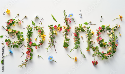 Word Spring made of flowers...