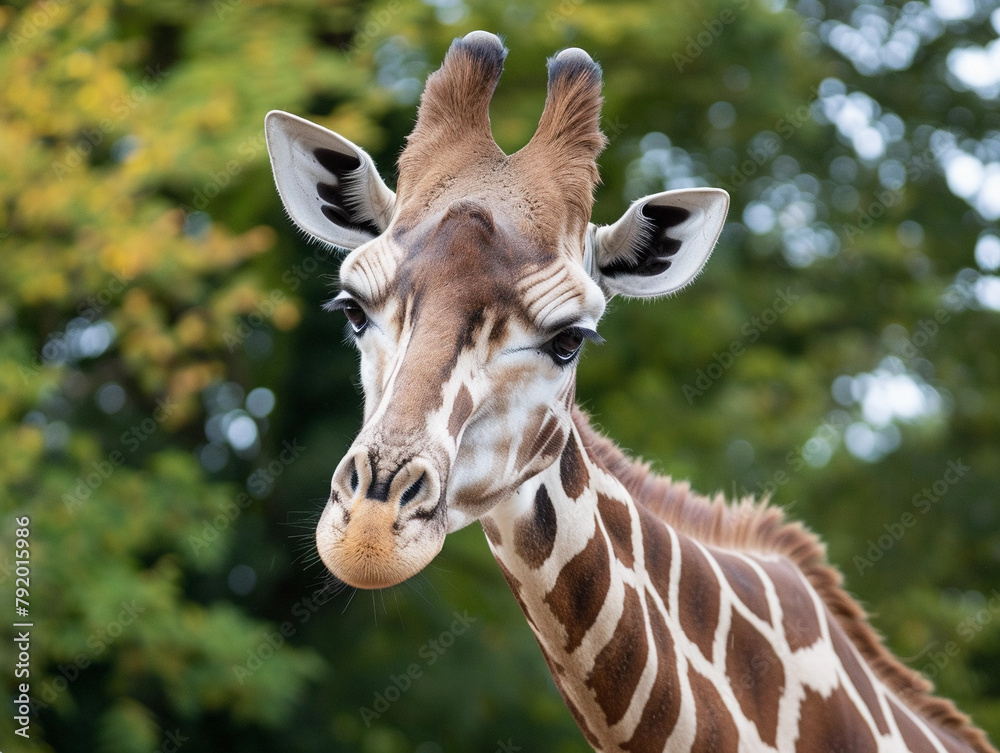 Fototapeta premium Giraffe Portrait with Blue Sky