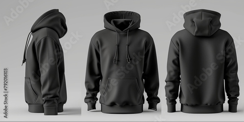 Black hoodie mockup front and back showing different angles of hoodie can be used for multipurpose