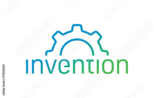 semicircular wheel and the word invention. invention logo invention concept