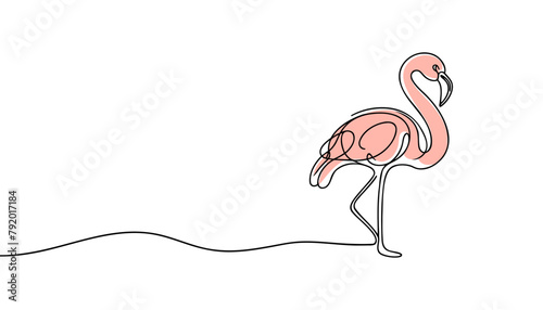 Flamingo in one line. Stylish decorative element. Vector illustration.