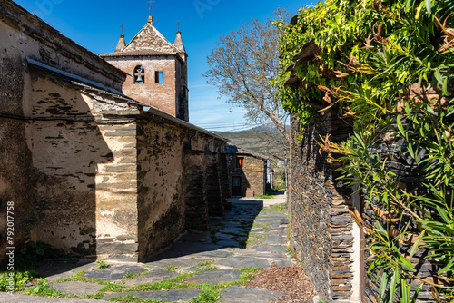 Old stone constructions on the route of the black villages, Majaelrayo, Guadalajara.