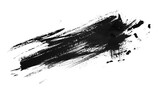 Abstract design featuring chaotic black paint splashes and brush strokes starkly isolated on white background, transparent