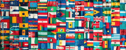 international flags representing countries from around the globe. © amazingfotommm