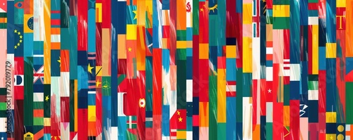 international flags representing countries from around the globe.