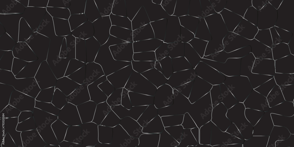 Abstract black crystalized broken glass background .black stained glass window art vector background . broken stained glass gray lines geometric pattern .