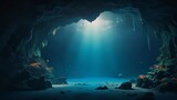 Underwater cave in the sea