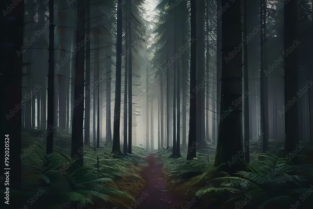 Naklejka premium fog in the forest