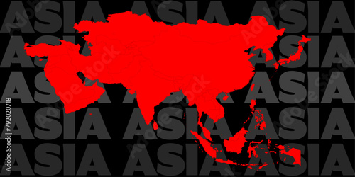 Asia, Complete Continent with Islands and Details