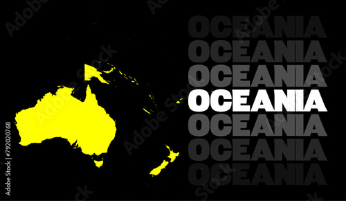 Oceania, Complete Continent with Islands and Details photo