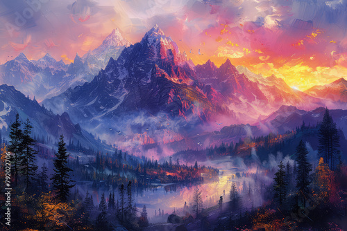  Dungeons and Dragons artwork of the mountains. Created with Ai