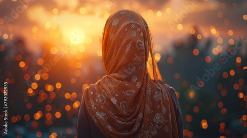 A muslim woman in beautiful hijab, muslim traditional clothing. photo