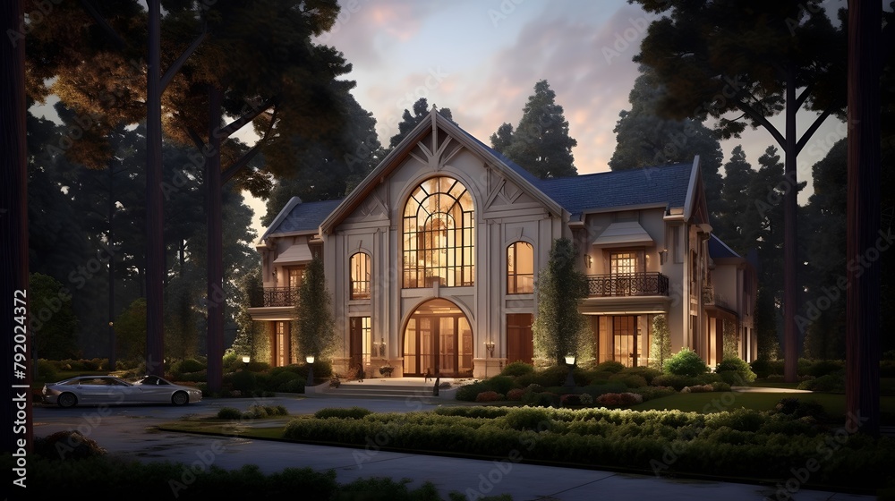 3d rendering of a beautiful house in the middle of the forest