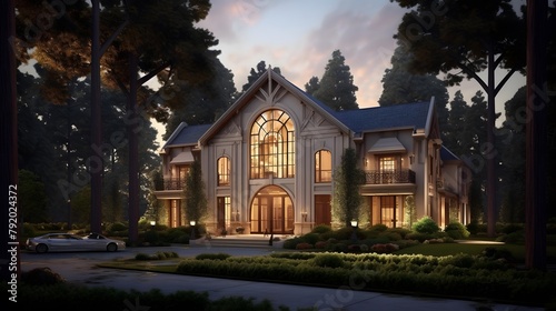 3d rendering of a beautiful house in the middle of the forest © Iman