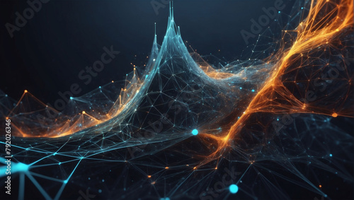 Cutting-edge abstract digital environment designed for delving into the realms of technological advancements, neural networks, and AI implementations. photo