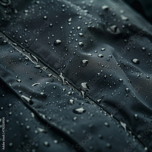 Wallpaper Mural Detailed view of a waterproof jacket with raindrops on it Torontodigital.ca