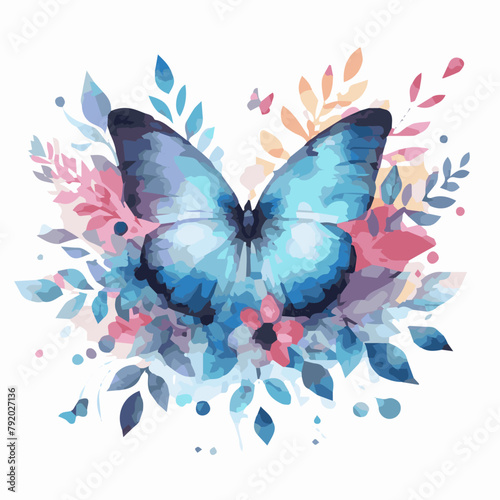 Beautiful butterfly watercolor vector illustration isolated on transparent background. © Awais