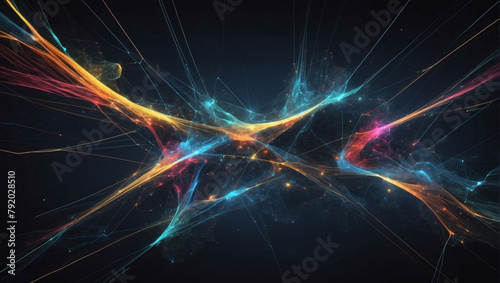 Dynamic abstract digital visualization perfect for exploring the intersections of technological innovation, neural networks, and AI systems.