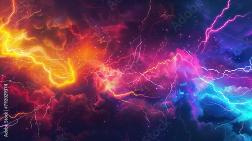 Colorful lightning background created with Generative AI