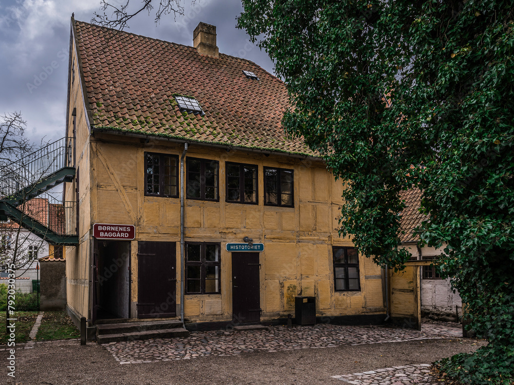 Ancient half-timberde house at Møntergården in Odense