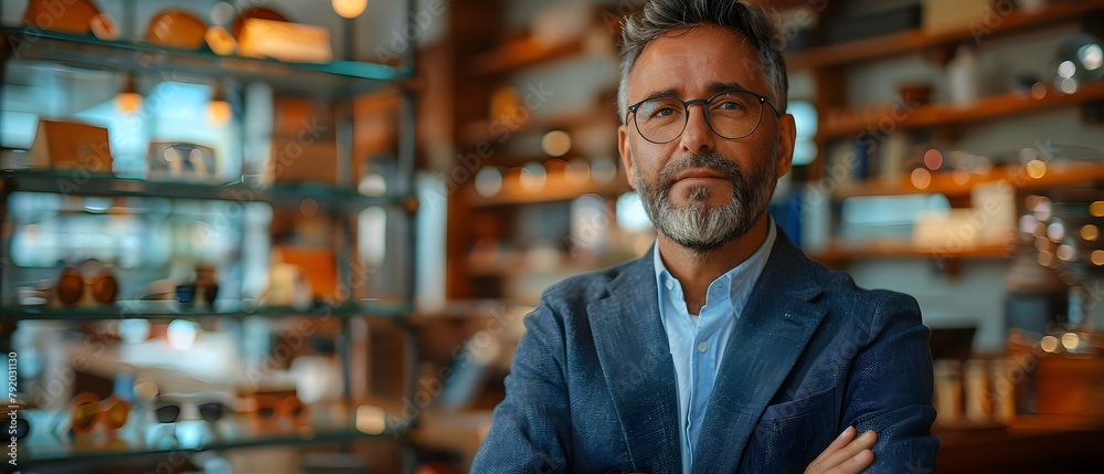 Ophthalmologist standing in front of eyeglass frames display at optics store. Concept Optician, Eyewear, Eye care, Fashion, Optometry Ophthalmologist standing in front of eyeglass frames display at optics store. Concept Optician, Eyewear, Eye care, Fashion, Optometry