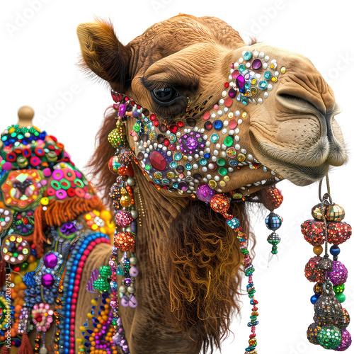 A badazzled camel with isolated, alpha, transparent background. Camel Fair in the Pushkar Desert Eid Ul Adha, Eid al adha