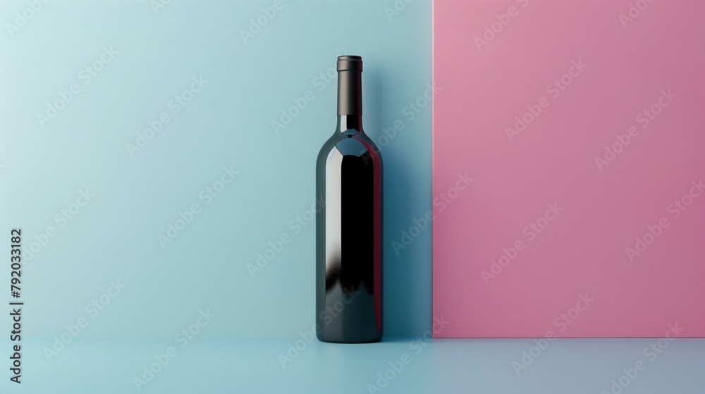 Wine bottle mockup background, wine bottle on pink and blue background, winery drinking glass food celebration wineglass Wine bottle mockup background, wine bottle on pink and blue background, winery drinking glass food celebration wineglass