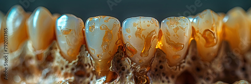 Tooth Decay Disease,
A large tooth with many teeth and teeth on it
 photo