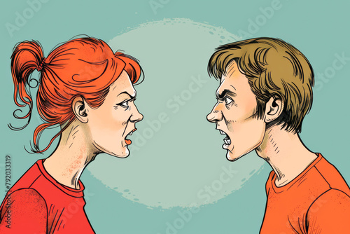 A cartoon depicting a couple dealing with each others annoying habits, representing the challenge of acceptance