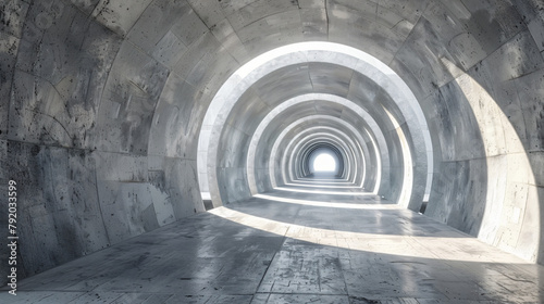 Modern 3D background of a concrete tunnel structure