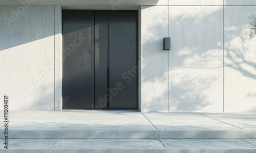 Close-up of an advanced and minimalist architectural design  doors and windows