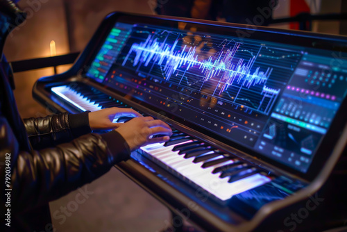 A music service advertising with a built-in keyboard, allowing people to create their own tunes photo