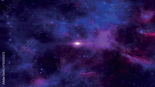 Space background. Flight in space with simulation of galaxies and nebulae. Stunning galaxy. Night sky with stars and nebula. 3D vector illustration © Tetiana