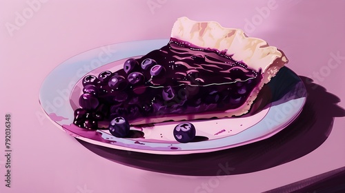 a slice of blueberry pie on a plate photo