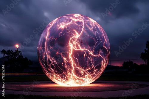 Ball lightning is a rare and unexplained phenomenon described as luminescent, spherical objects that vary in diameter photo