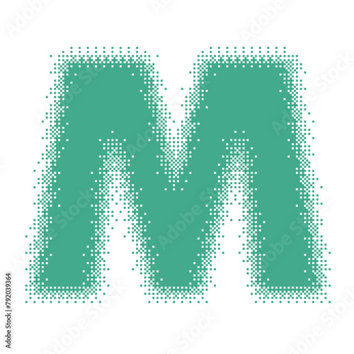 Colorful English Uppercase Letter M Pixel Bitmap
