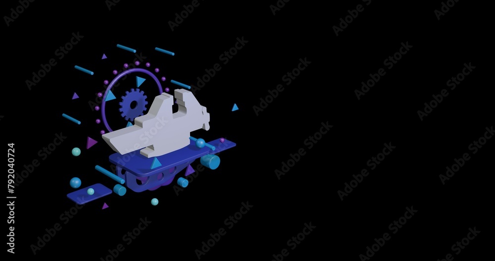 Φωτογραφία White vise symbol on a pedestal of abstract geometric shapes floating in the air